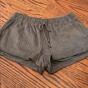 Zara laser cut out suede shorts - grey size large